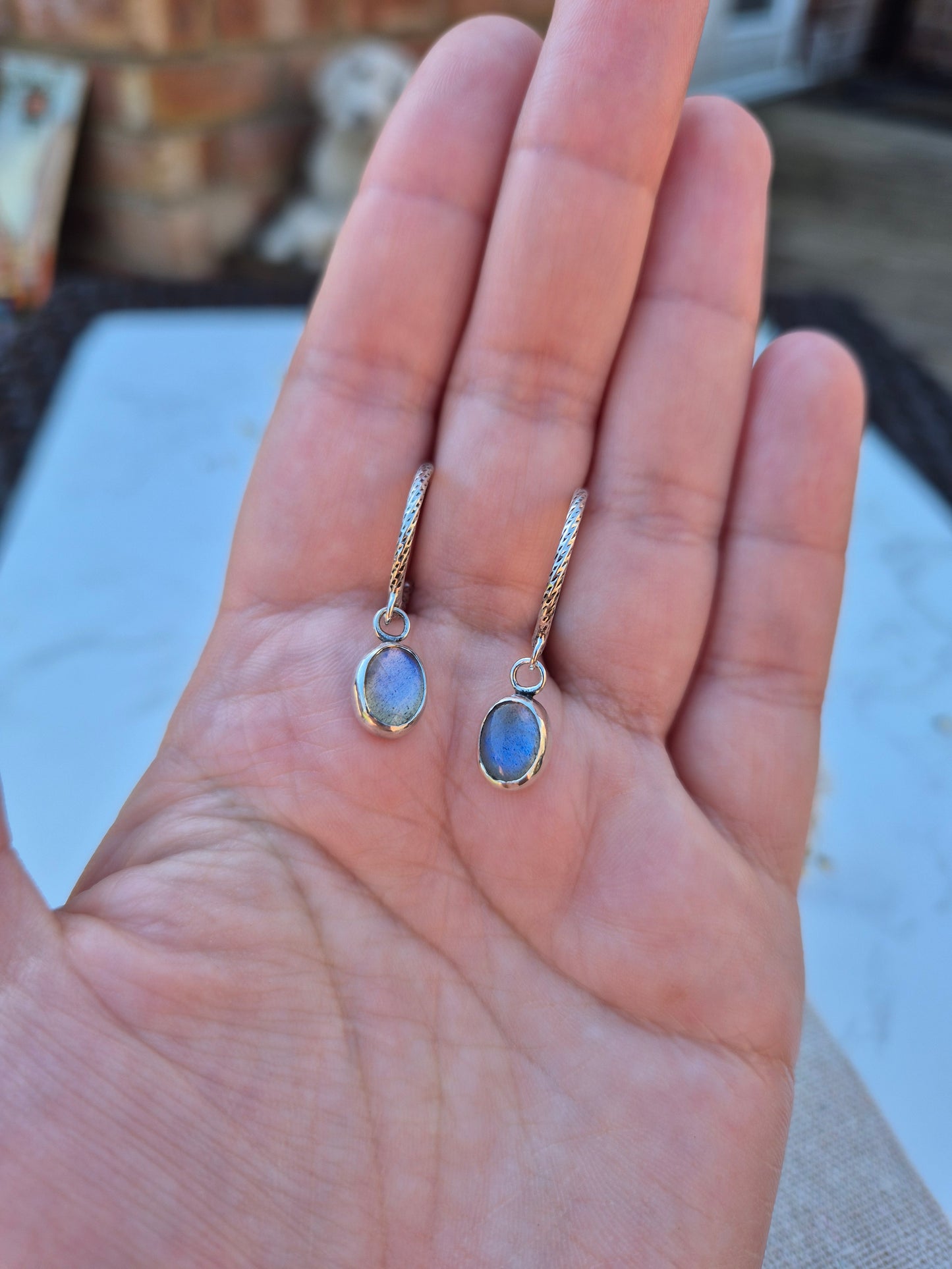 Flashy Labradorite Hoop Earrings