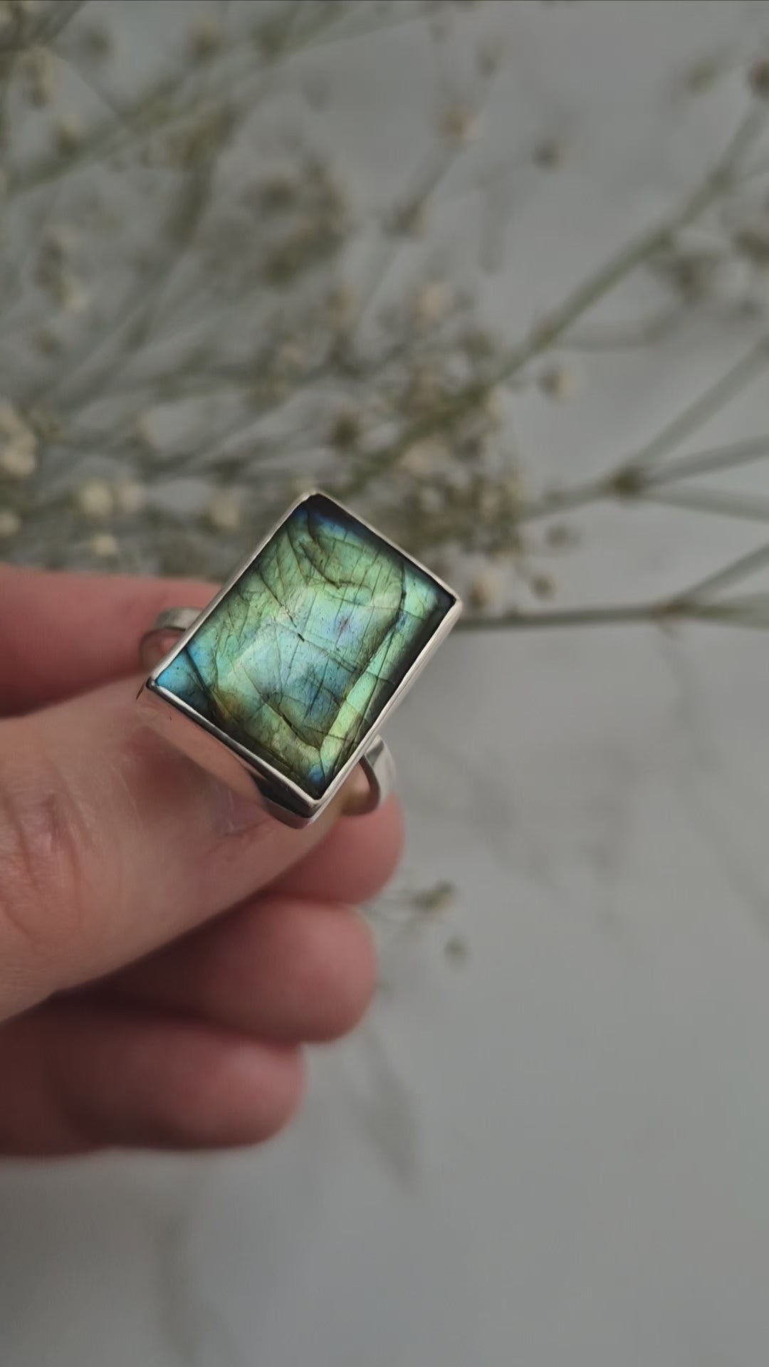 Flashy Square Labradorite Ring – Juniper Studios Co